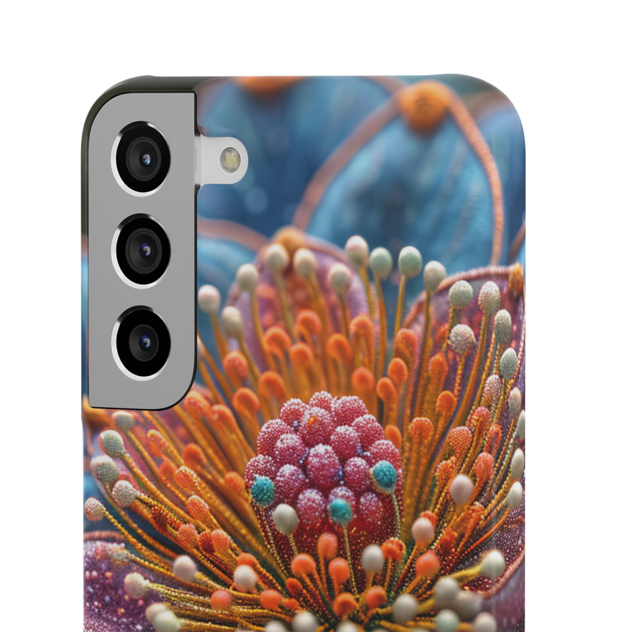 Blue-Orange Floral Swirl - Slim Samsung S22 Phone Case