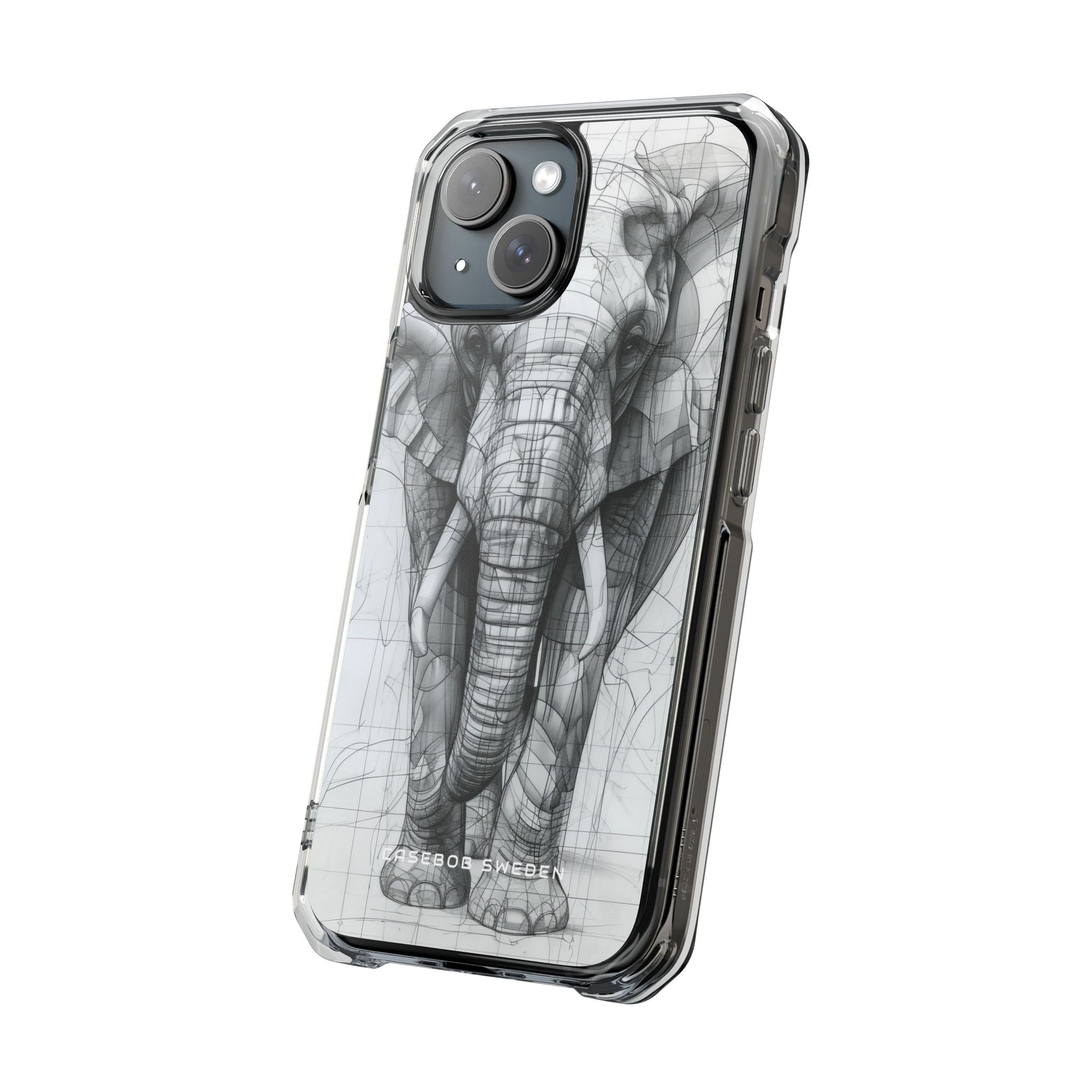 Elephant Line Geometry iPhone 15 - Clear Impact Phone Case