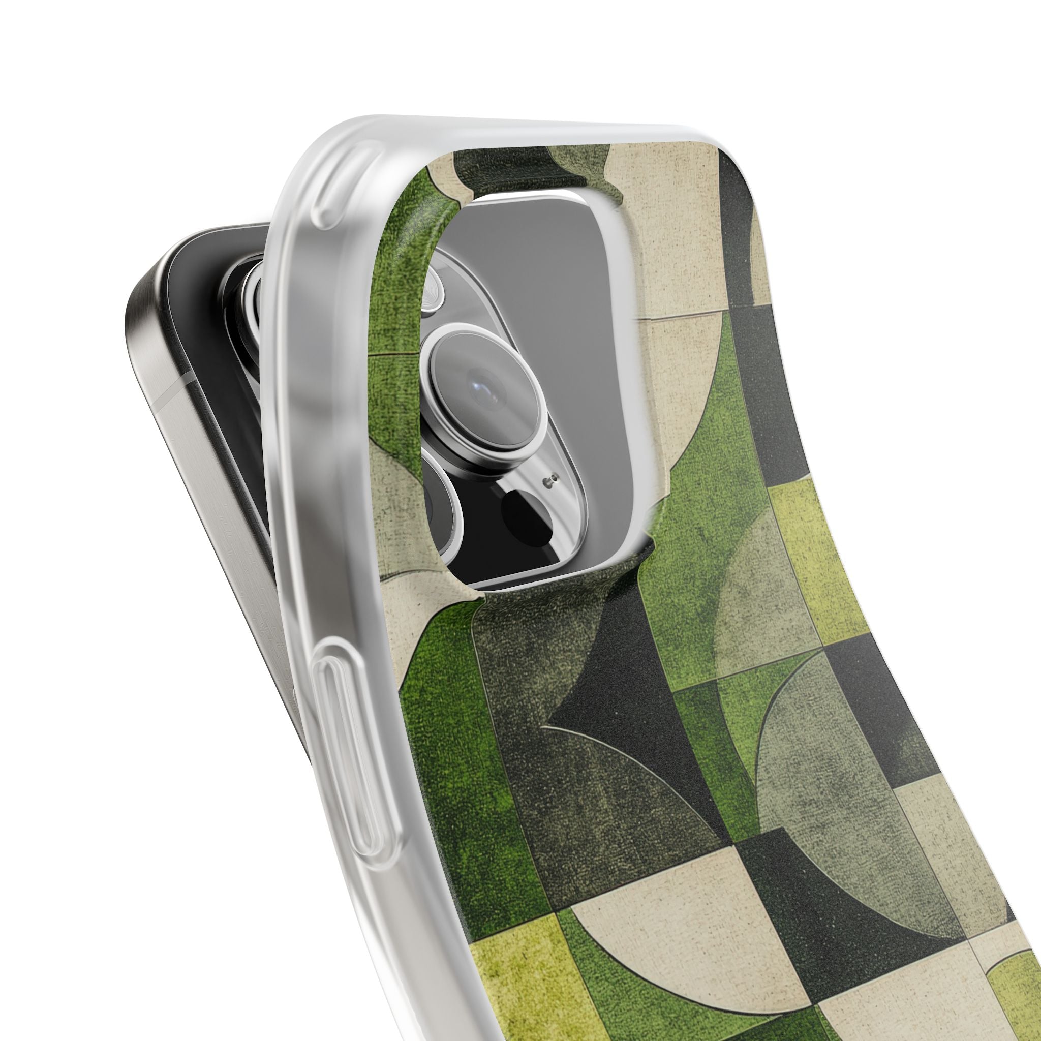 Green Geometric Harmony - Flexi iPhone 16 Phone Case