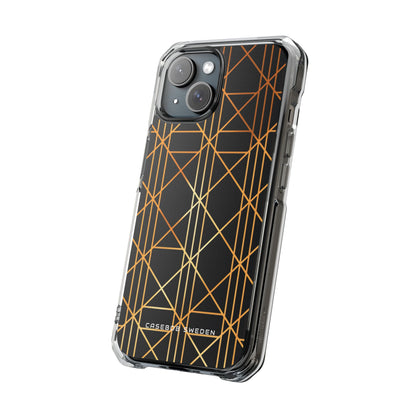 Golden Geometric Elegance iPhone 15 - Clear Impact Phone Case