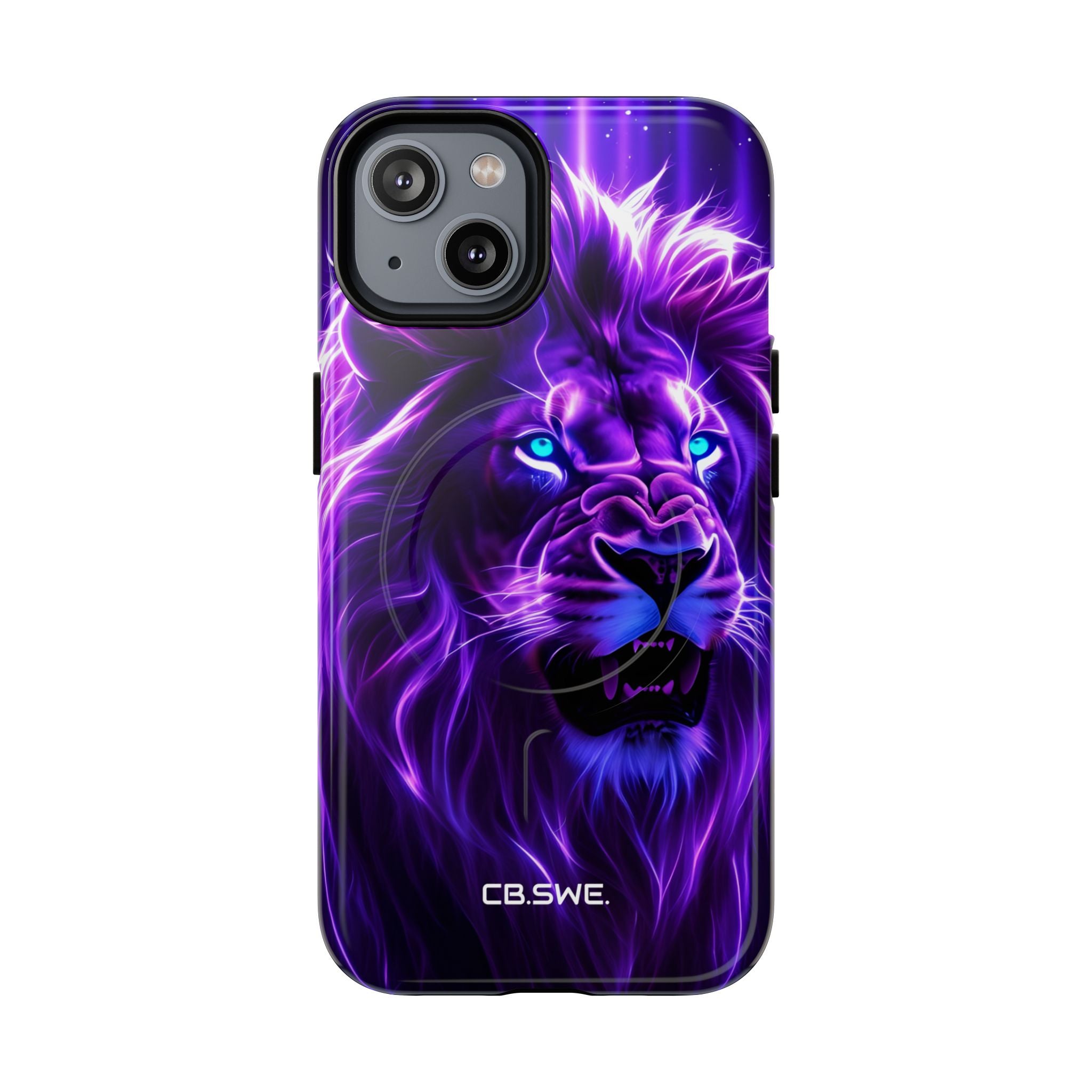 Vibrant Neon Lion Artwork Mystical Atmosphere Mobile Wallpaper iPhone 14 - Tough+