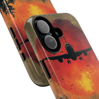 Vintage Sunset Airplane Silhouette iPhone 16 - Tough Phone Case