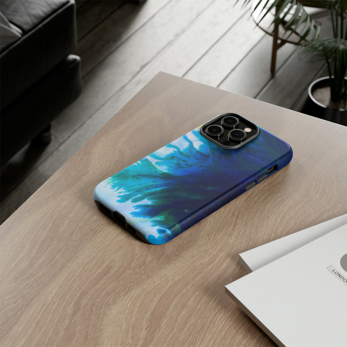 Blue Liquid Ink Art - Protective Phone Case