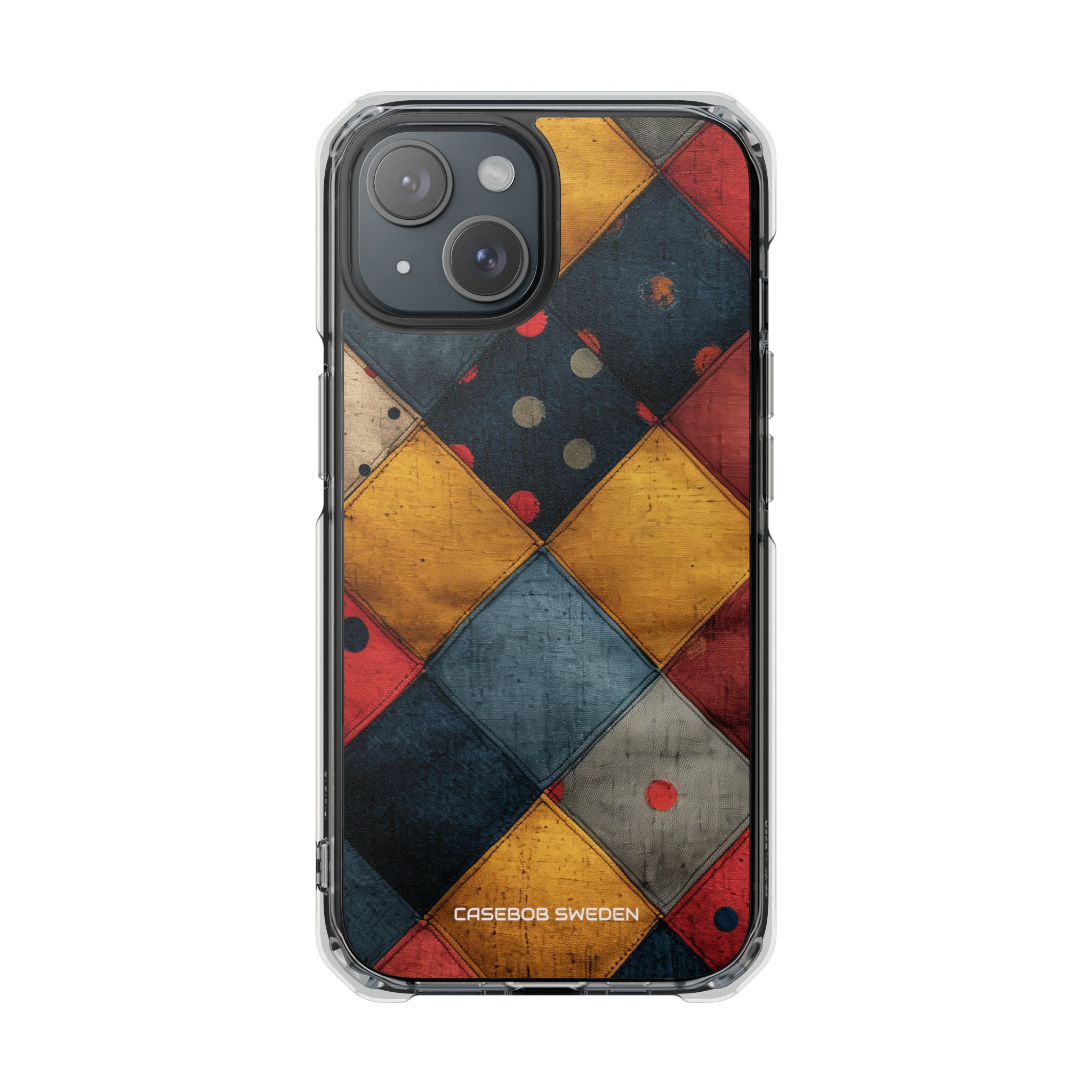 Blue Red Patchwork - Clear Impact iPhone 15 Phone Case