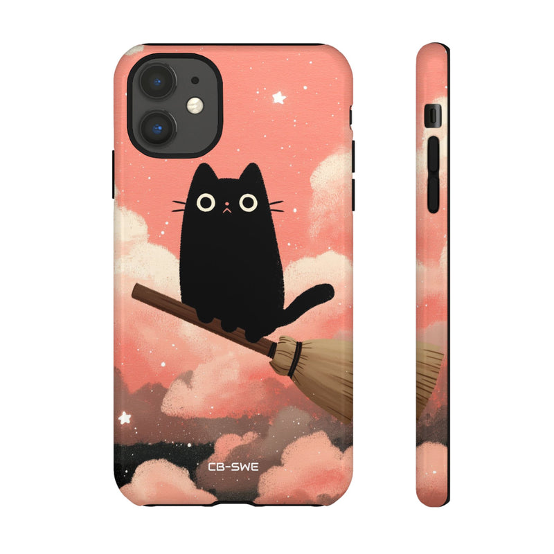 Cat Rides Broom - iPhone Case