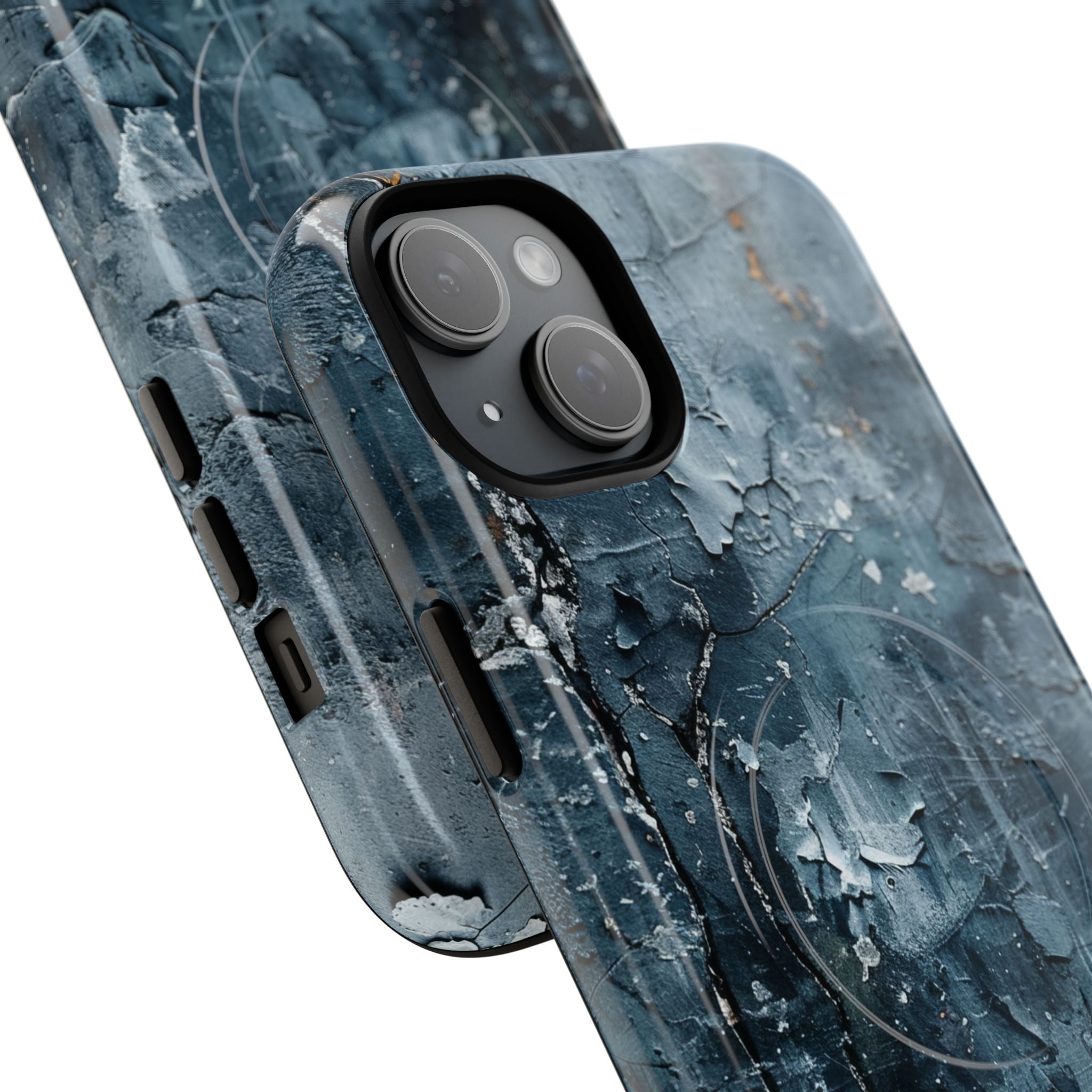 Weathered Blue Tapestry with Cracked Layers iPhone 15  Tough+ Phone Case