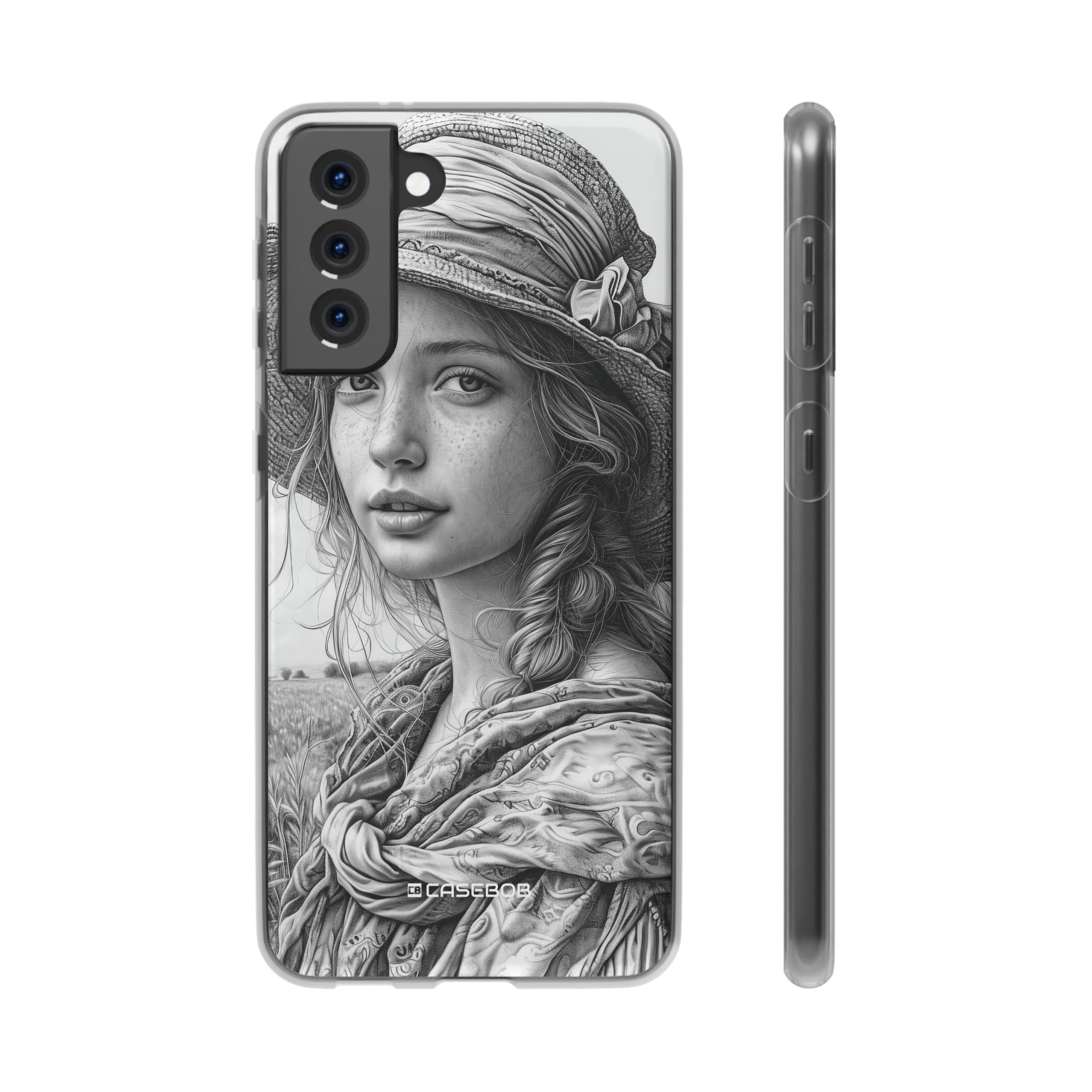 Serene Sketch Portrait | Flexible Phone Case for Samsung Galaxy