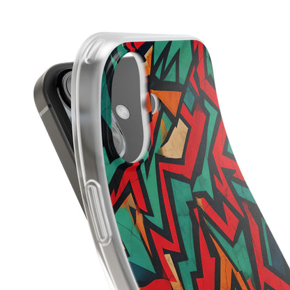 Crimson Zigzag iPhone 16 Case - Soft