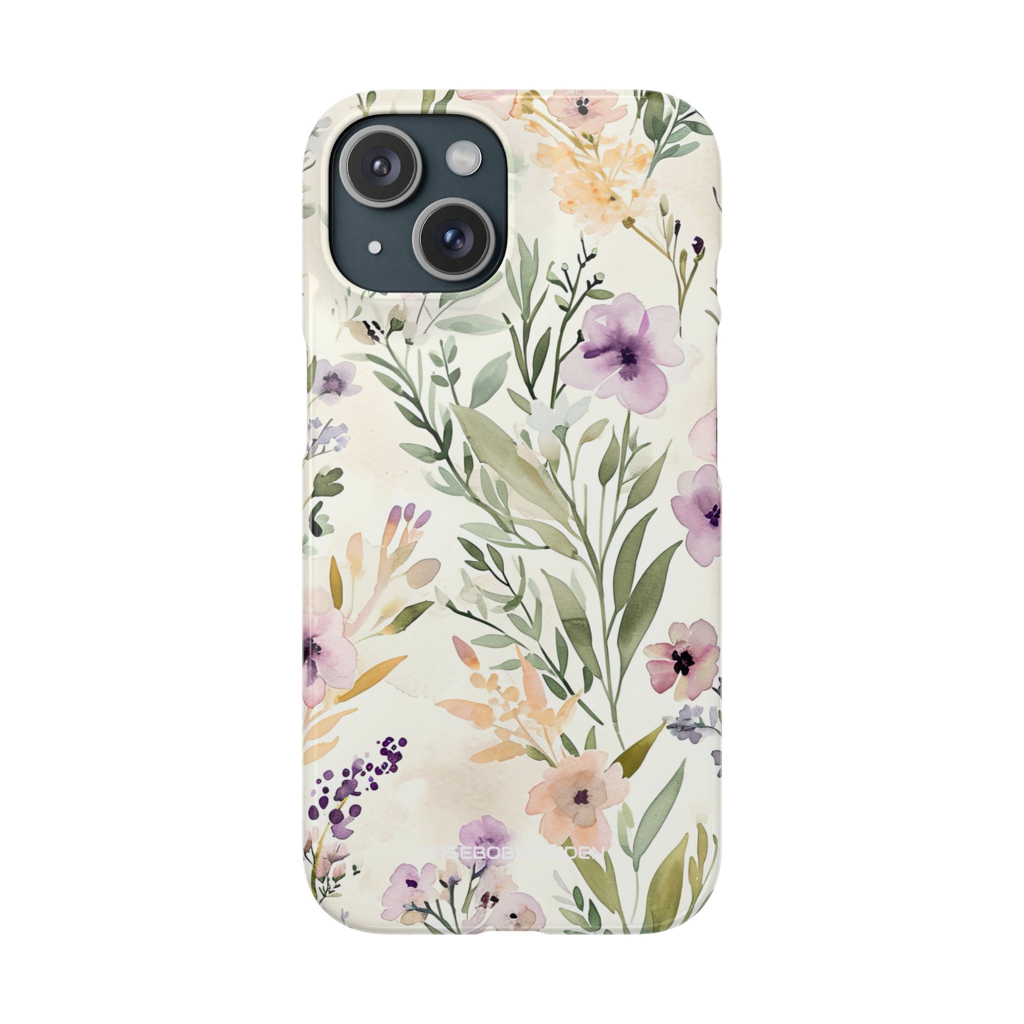 Soft Green Lavender Floral Pattern - Slim iPhone 15 Phone Case