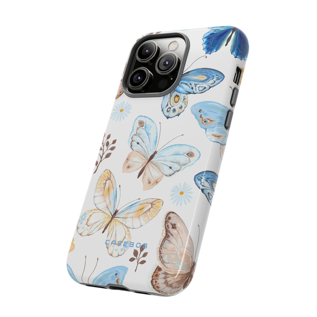 Flying Butterflies, Blue and Yellow iPhone case (Protective) - Protective Phone Case