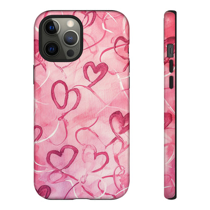 Intertwined Hearts & Cupid - Protective Phone Case