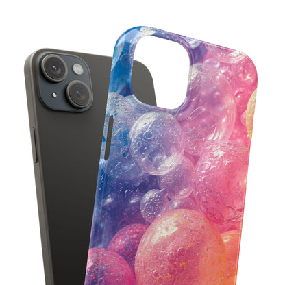 Pink Blue Glossy Spheres - Slim iPhone 15 Phone Case