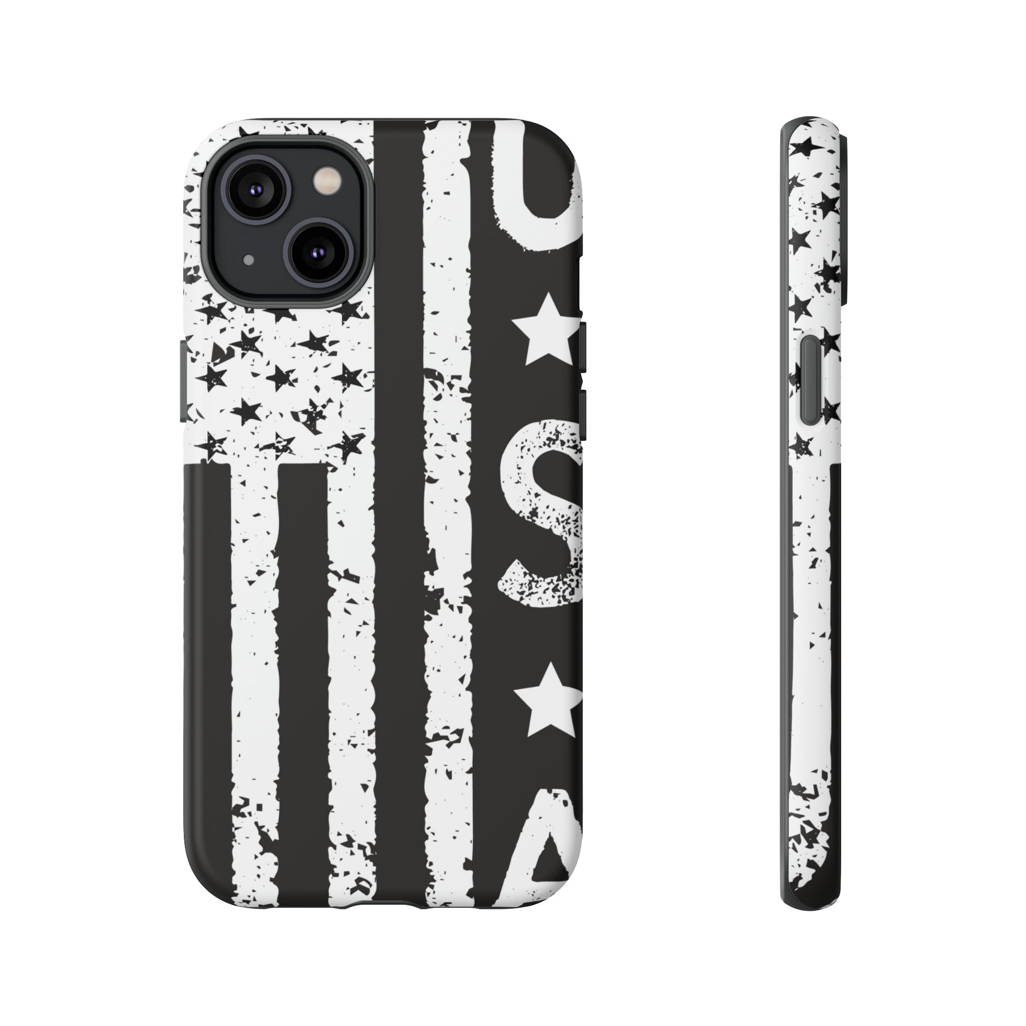 Black n White U.S Flag - Protective Phone Case