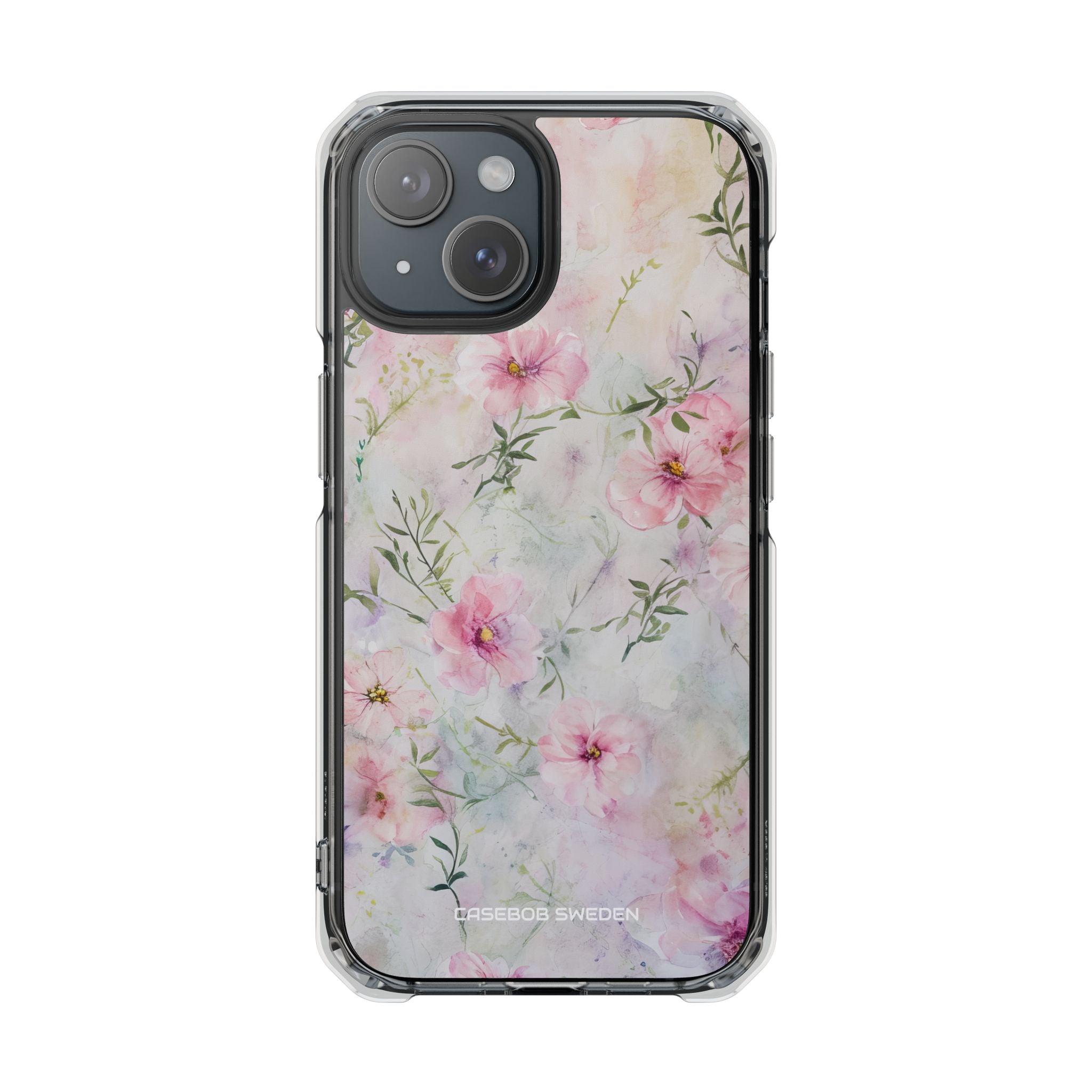 Pink Floral Watercolor Decor - Clear Impact iPhone 15 Phone Case