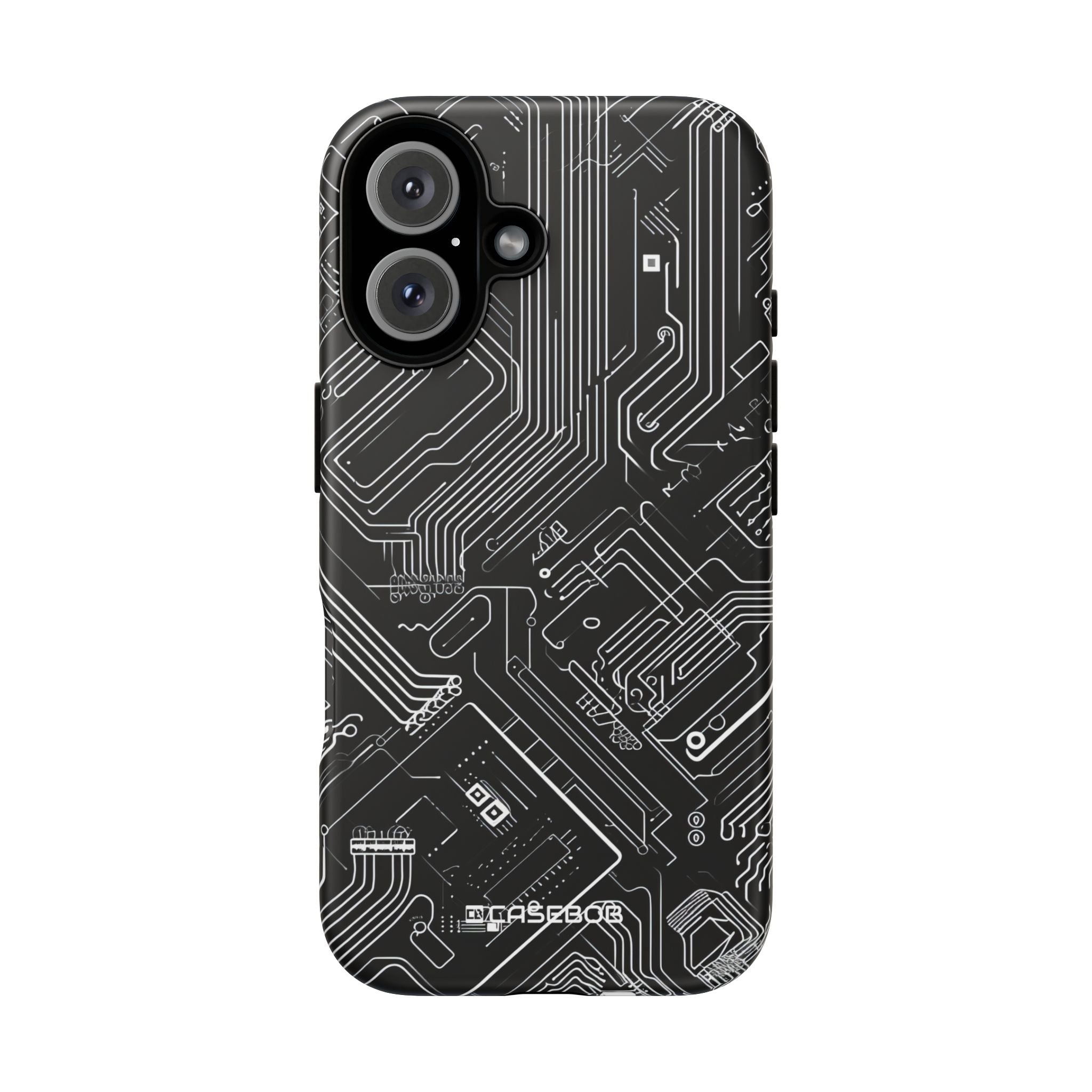 Circuitry Dreams: Abstract Black Design - for iPhone 16