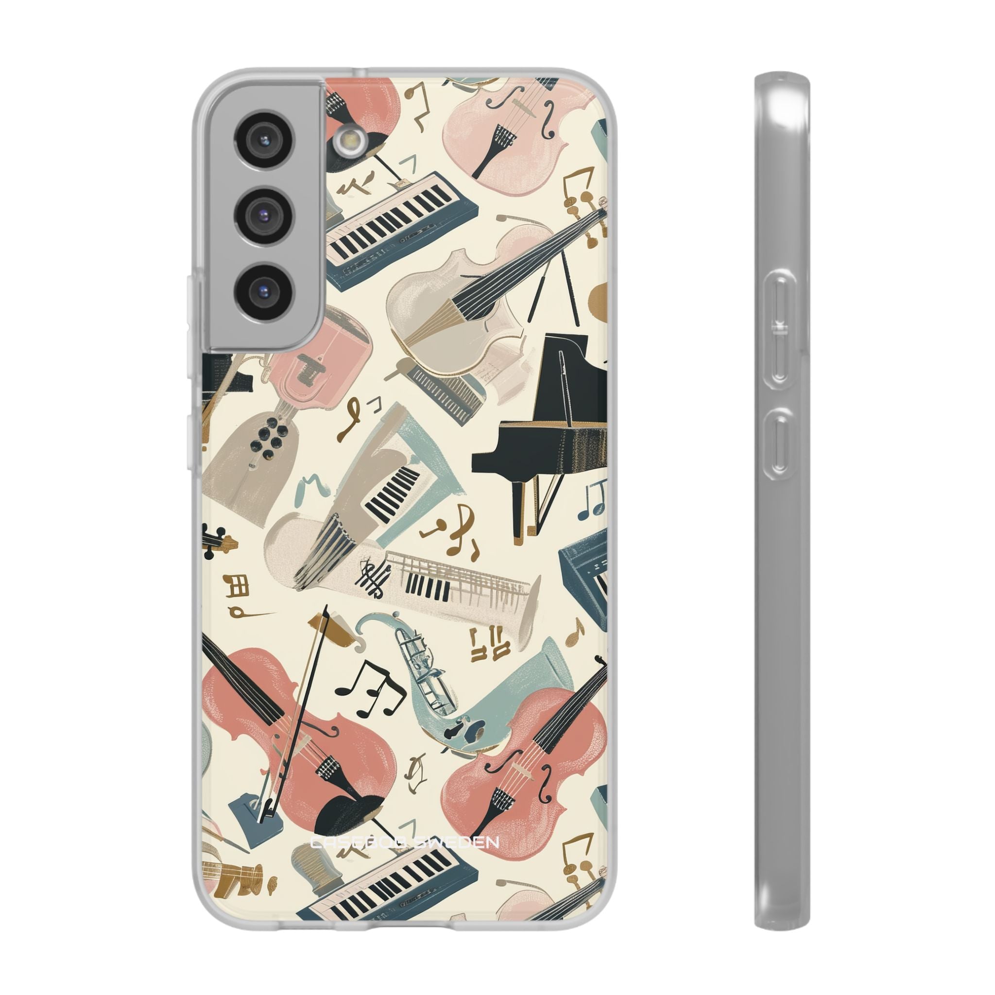 Beige Musical Instruments Pattern - Flexi Samsung S22 Phone Case