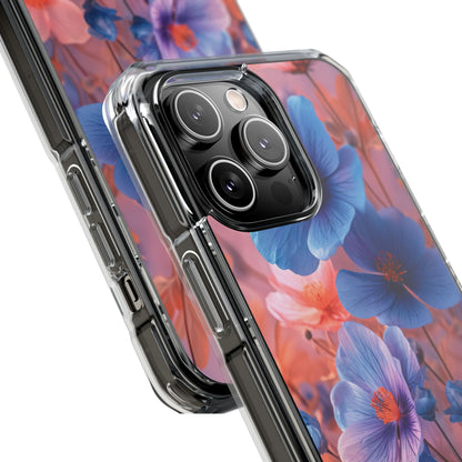 Blue Peach Blossoms - Clear Impact iPhone 14 Phone Case