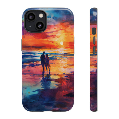 Beach Sunset Love Silhouettes - Protective Phone Case