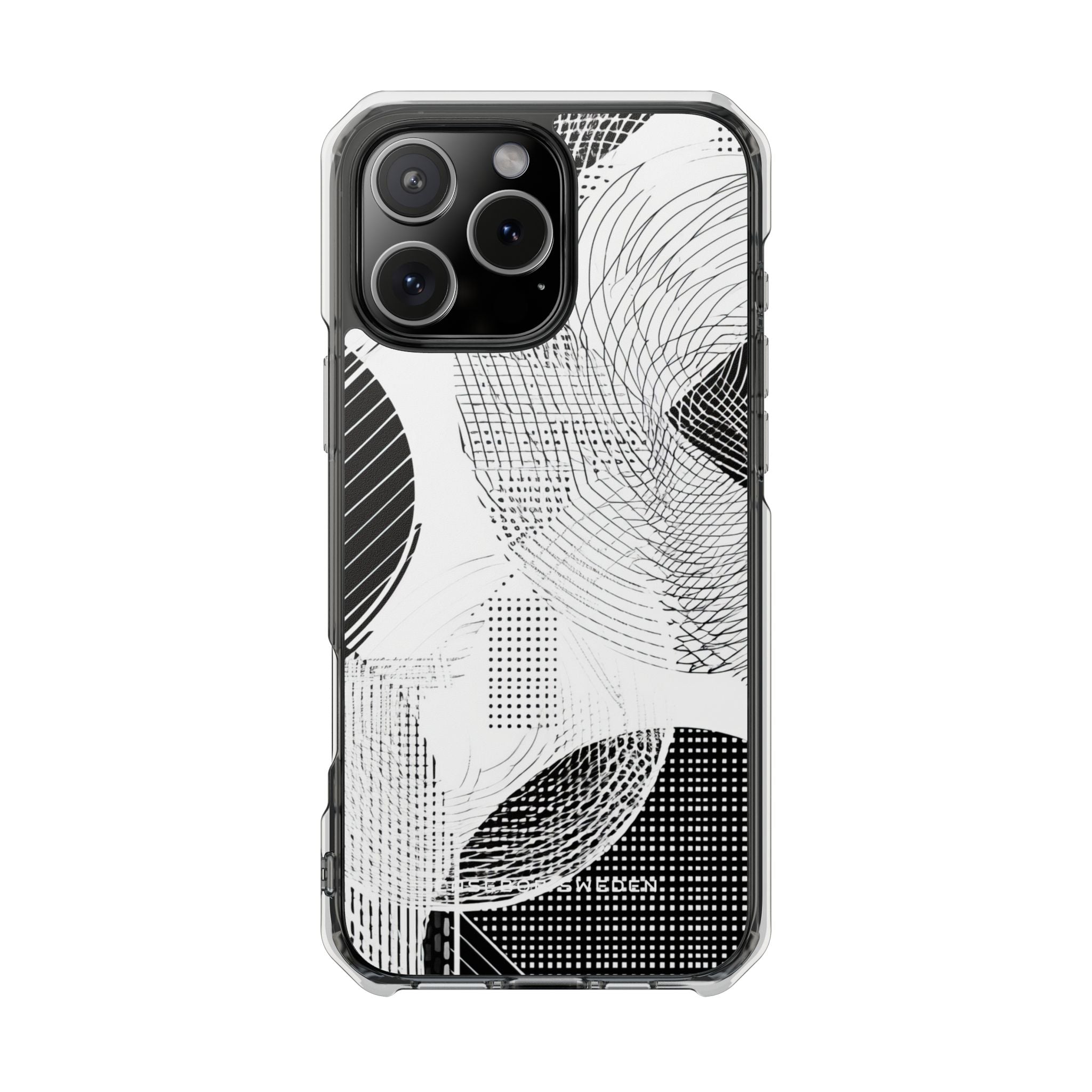 Geometric Monochrome Flow iPhone 16 - Clear Impact Phone Case