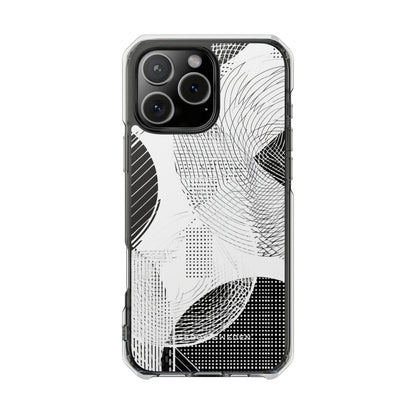 Geometric Monochrome Flow iPhone 16 - Clear Impact Phone Case