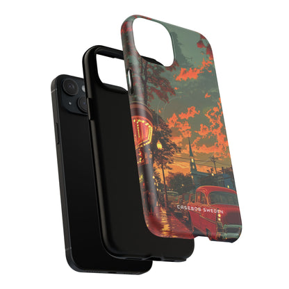 Mid-Century Nostalgia Streetscape iPhone 15 | Tough+ Phone Case