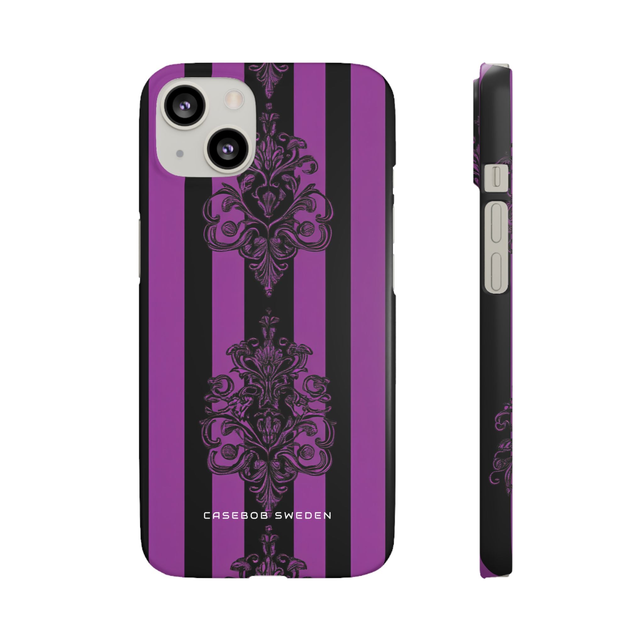 Gothic Elegance with Vertical Stripes and Ornamental Motifs iPhone 13 - Slim Phone Case