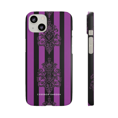 Gothic Elegance with Vertical Stripes and Ornamental Motifs iPhone 13 - Slim Phone Case