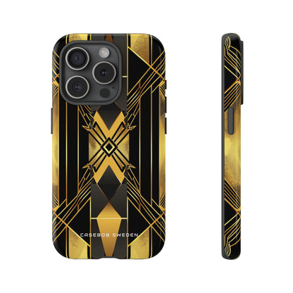 Golden Geometric Elegance iPhone 15 - Tough Phone Case