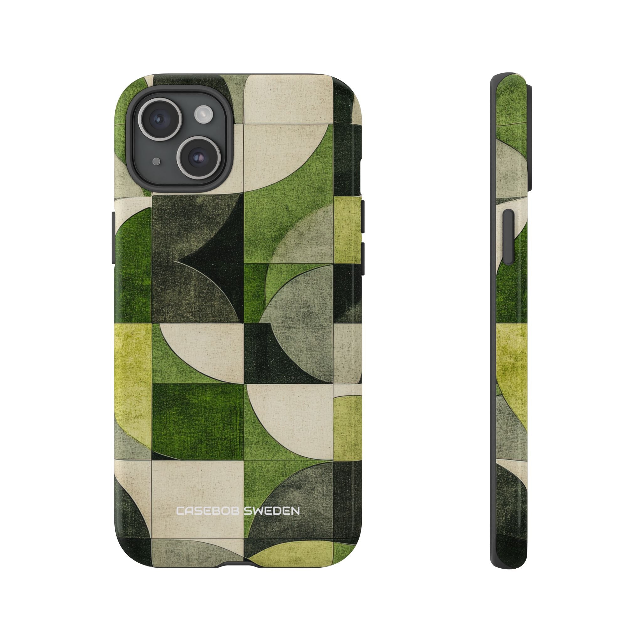 Green Geometric Harmony - Tough iPhone 15 Phone Case