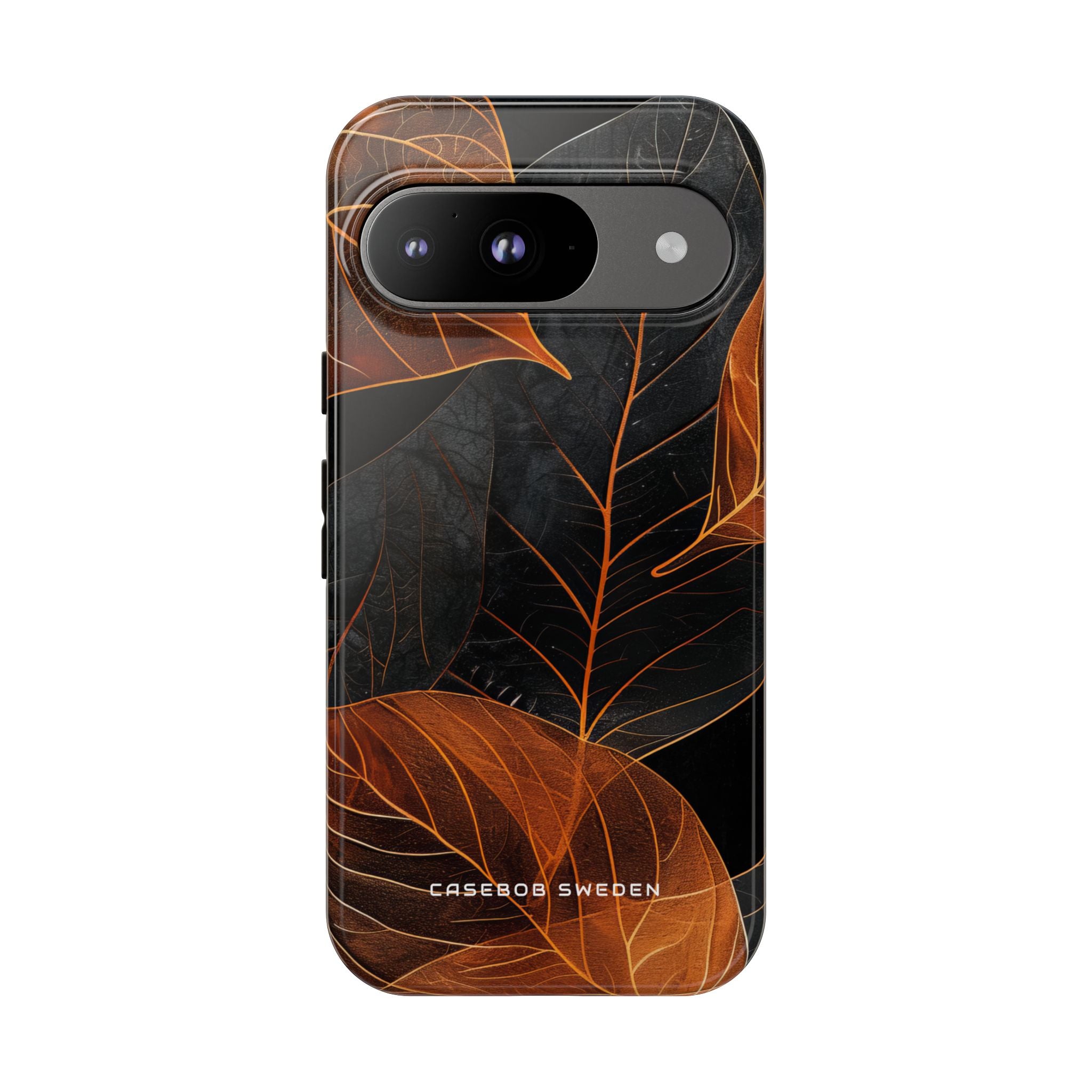 Vivid Orange Leaves on Deep Black Google Pixel 9 - Tough Phone Case