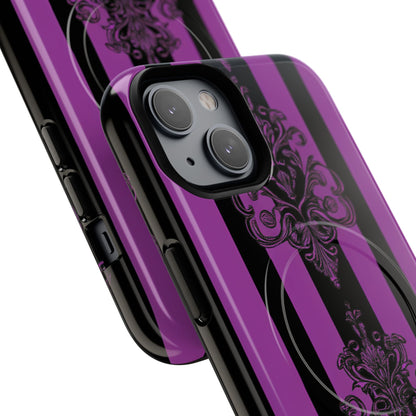 Gothic Elegance with Vertical Stripes and Ornamental Motifs iPhone 14 | Tough+ Phone Case