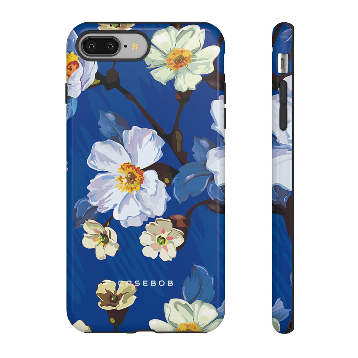 Elegant Flower on Blue iPhone Case | Tough