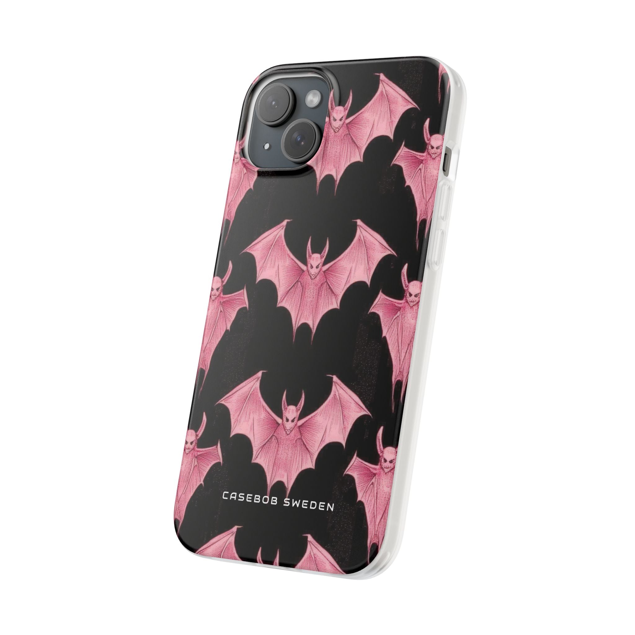 Gothic Pink Bats Aflame iPhone 15 - Flexi Phone Case