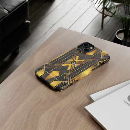 Golden Geometric Elegance iPhone 14 - Tough Phone Case