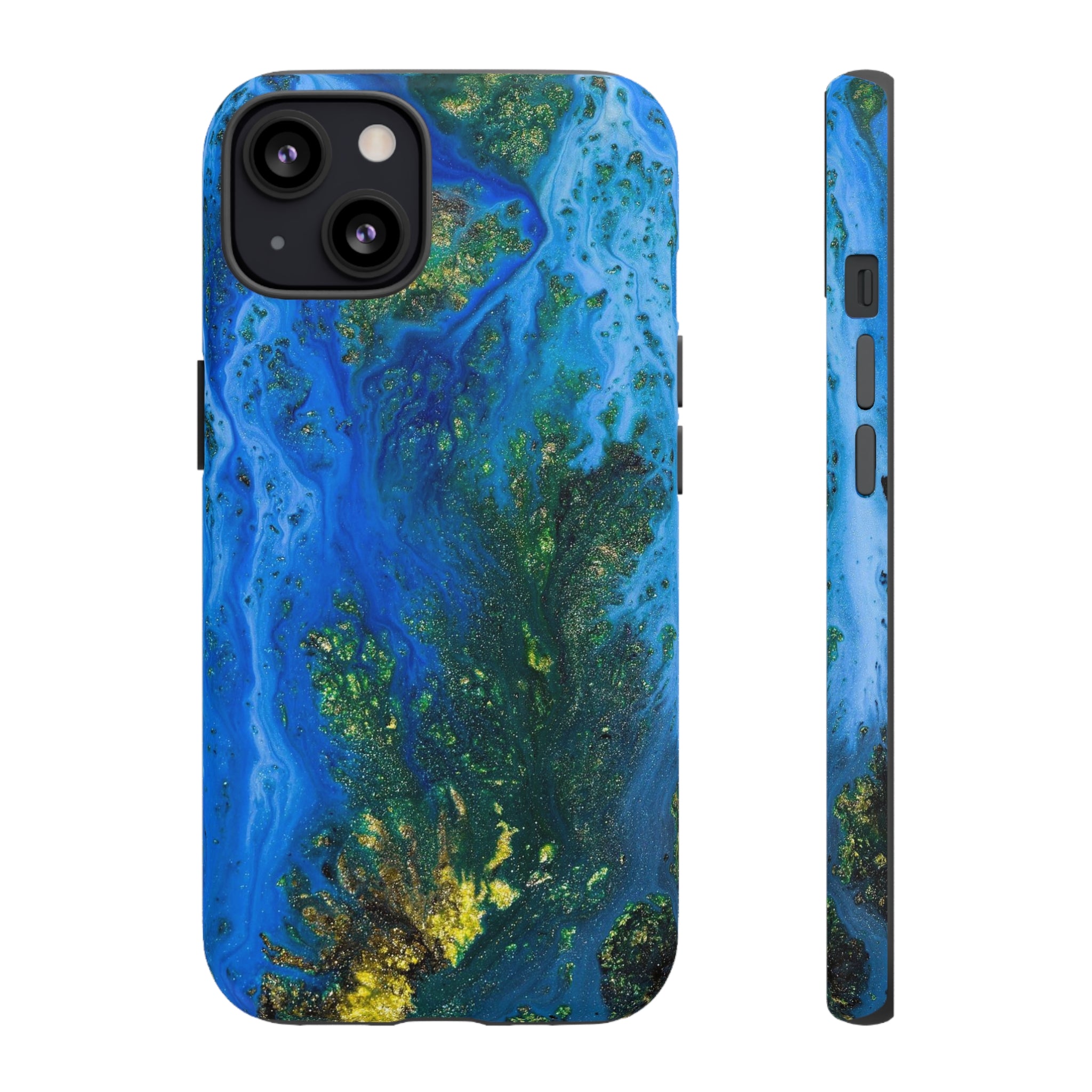 Blue Globe Ink Art iPhone Case (Protective) iPhone 13 Matte Phone Case