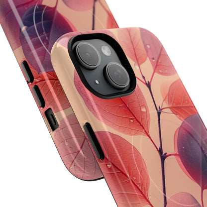 Pink Serenity Leaf Design - Tough + MagSafe® iPhone 15 Phone Case