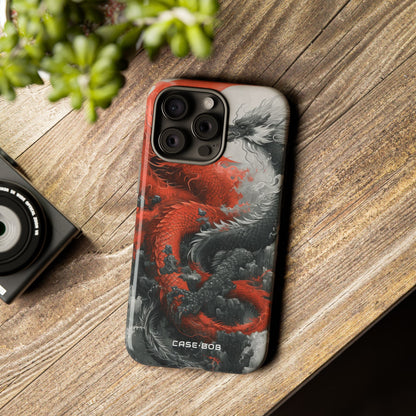 Twin Dragons Crimson iPhone 15 Pro Max Case - Tough