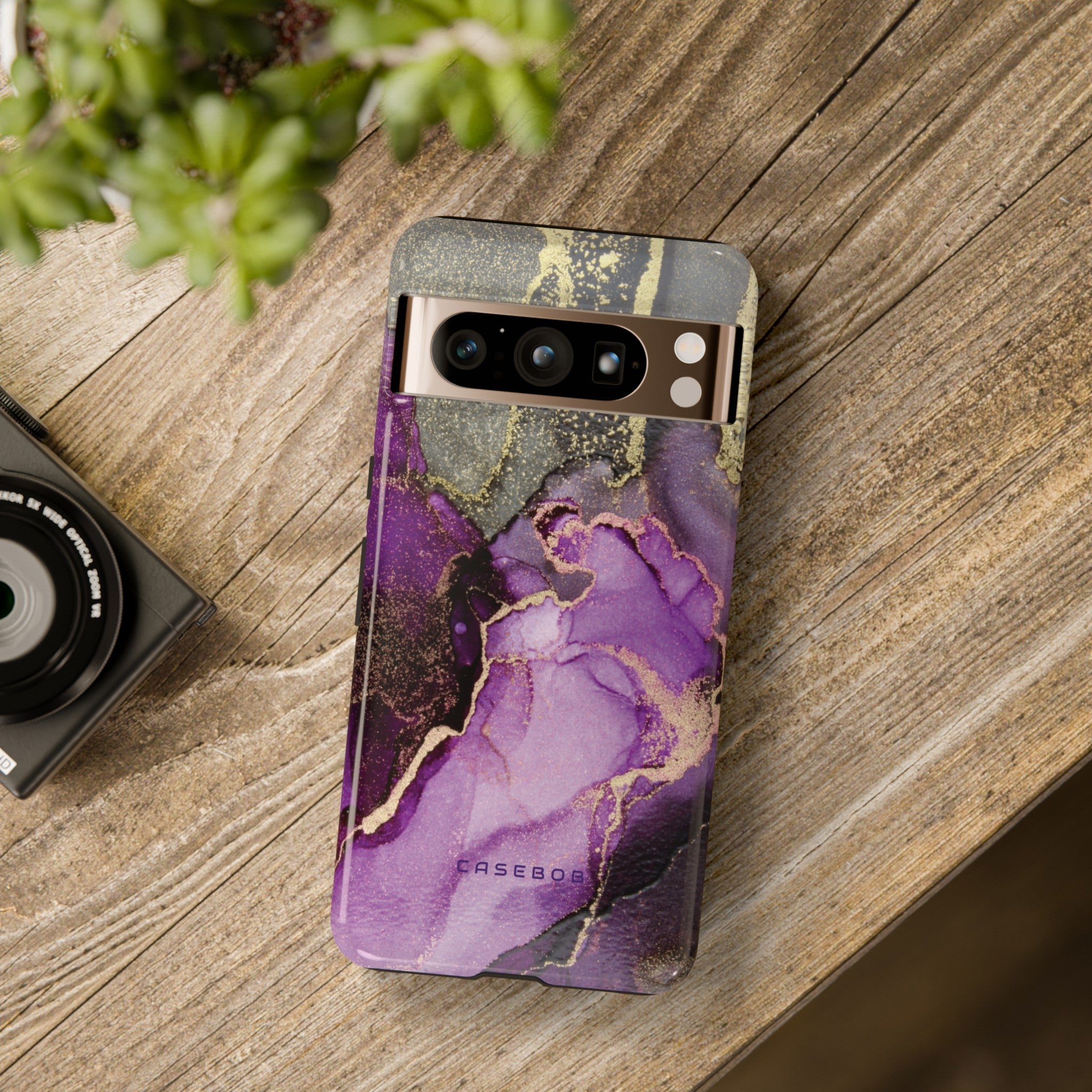 Purple Marble & Gold Phone - Protective Phone Case