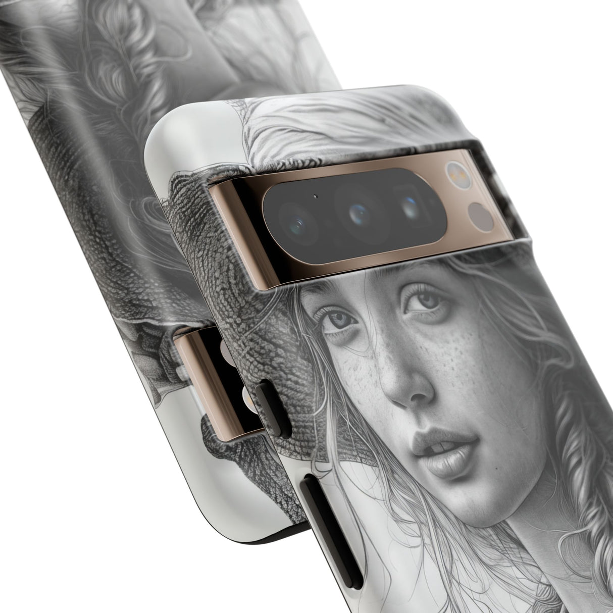 Serene Sketch Portrait | Protective Phone Case for Google Pixel