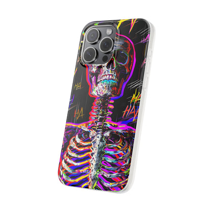 Neon Skeleton Laugh iPhone 15 Pro Max Case - Soft