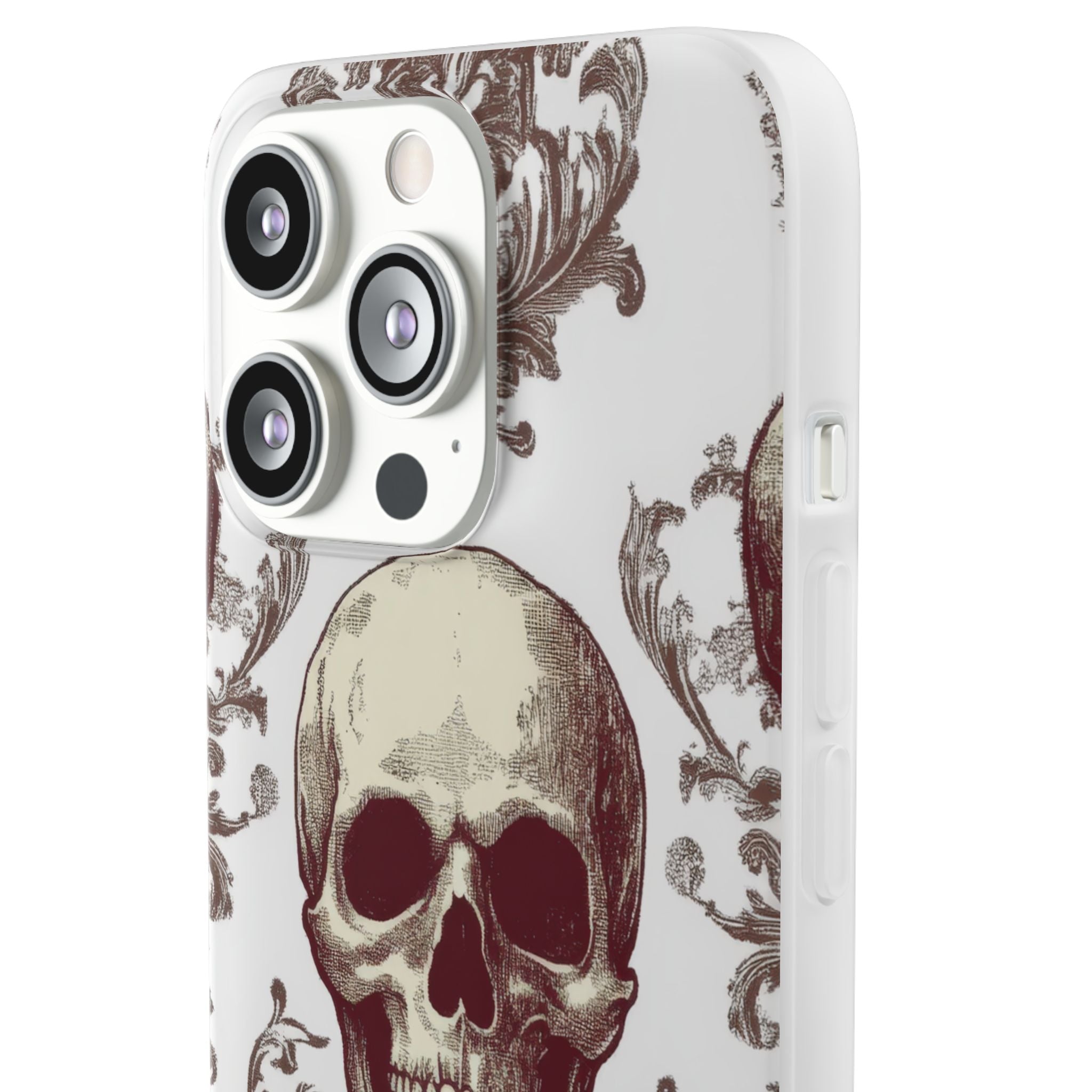 Gothic Skulls and Ornate Foliage iPhone 13 - Flexi Phone Case