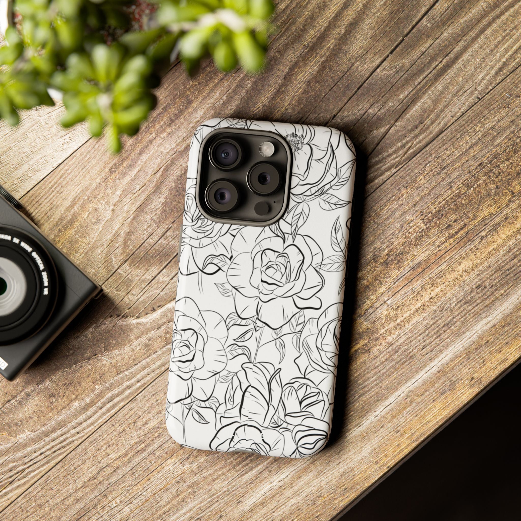 Intricate Rose Sketches - iPhone Case