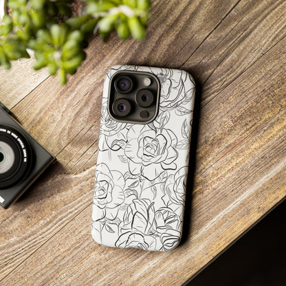 Intricate Rose Sketches - iPhone Case