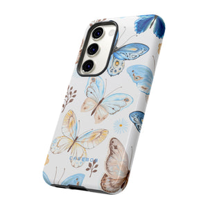 Flying Butterflies, Blue and Yellow iPhone case (Protective) - Protective Phone Case