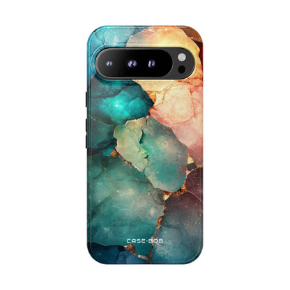 Teal Mosaic Veins Google Pixel 9 Pro XL Case - Tough