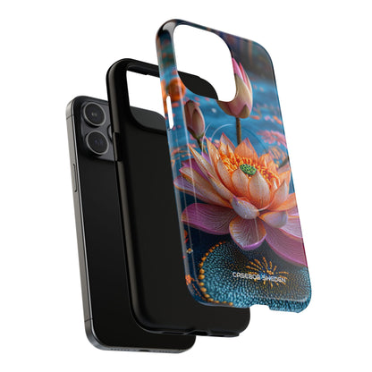 Vibrant Lotus Embroidery - Tough + MagSafe® iPhone 15 Phone Case