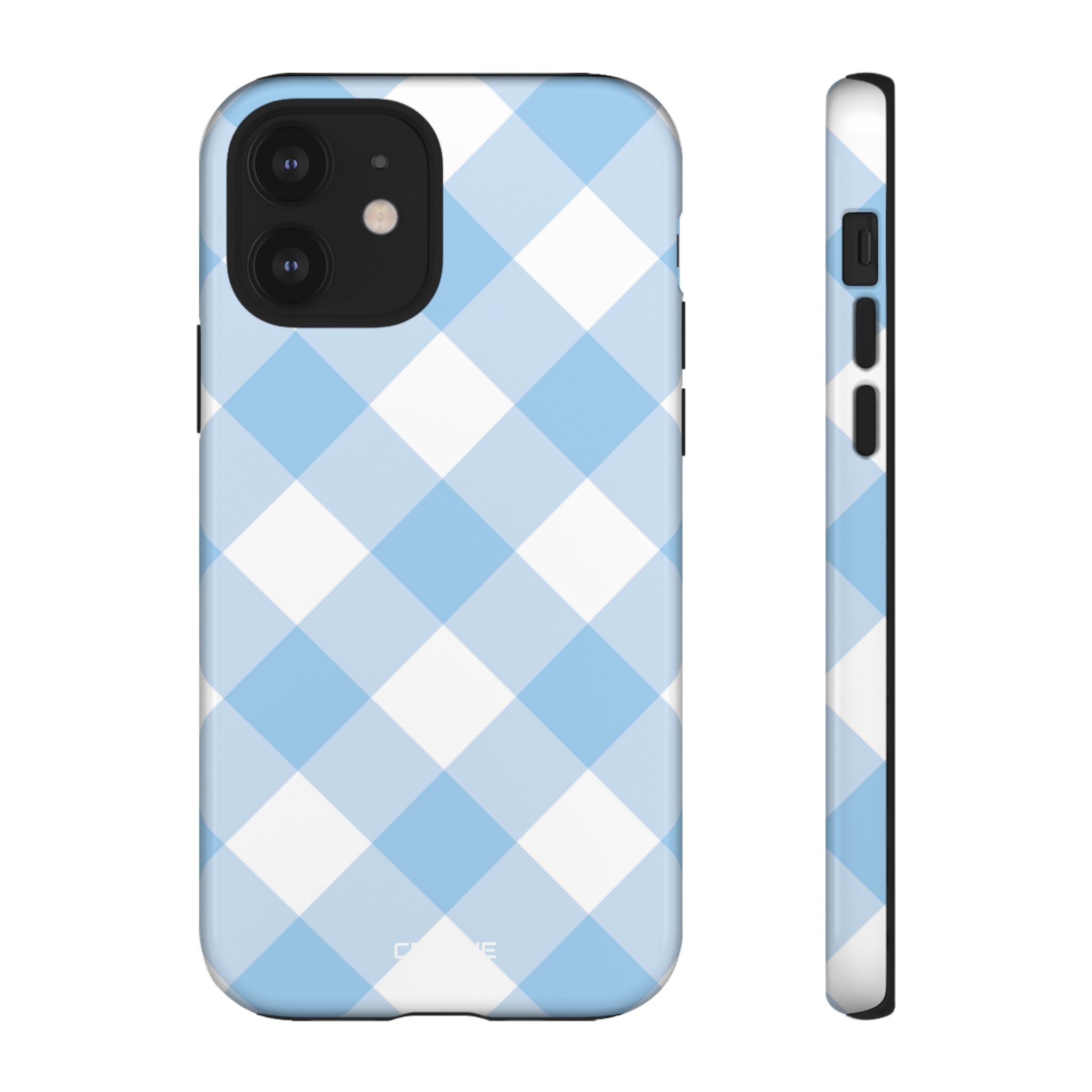 Soft Blue Gingham Elegance - iPhone Case