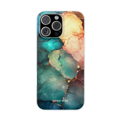Teal Mosaic Veins iPhone 16 Pro Max Case - Soft