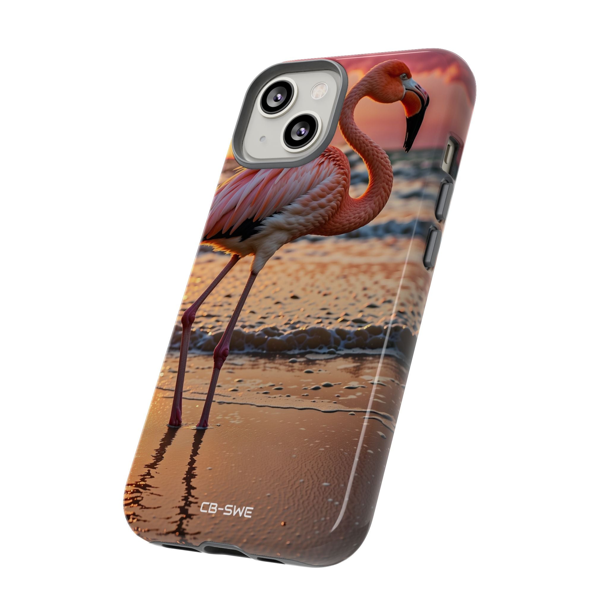 Sunset Flamingo Stand - iPhone Case