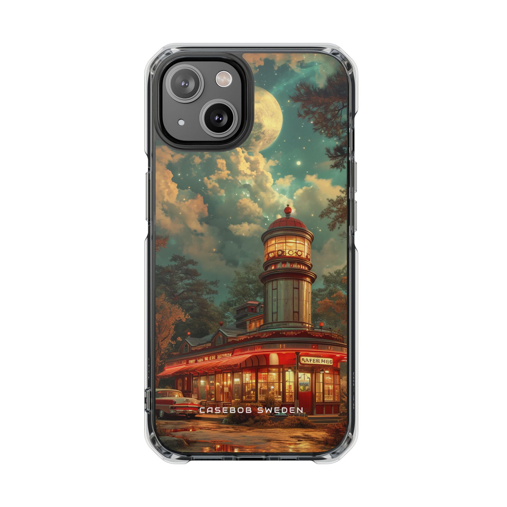 Vintage Moonlit Diner Fantasy iPhone 14 - Clear Impact Phone Case